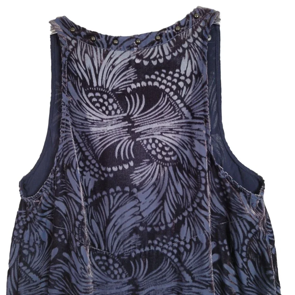 Free People Sz XS Dress Sheer Swirl Velvet Drop Waist Flared Burnout Whimsigoth - Picture 5 of 9